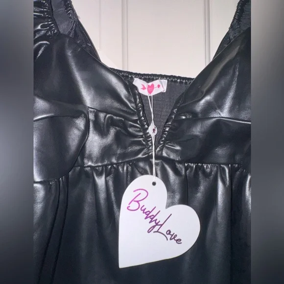 NWT  BUDDY  LOVE  Houston Puff Sleeve Faux Leather Top Blouse Shirt - Picture 10 of 11